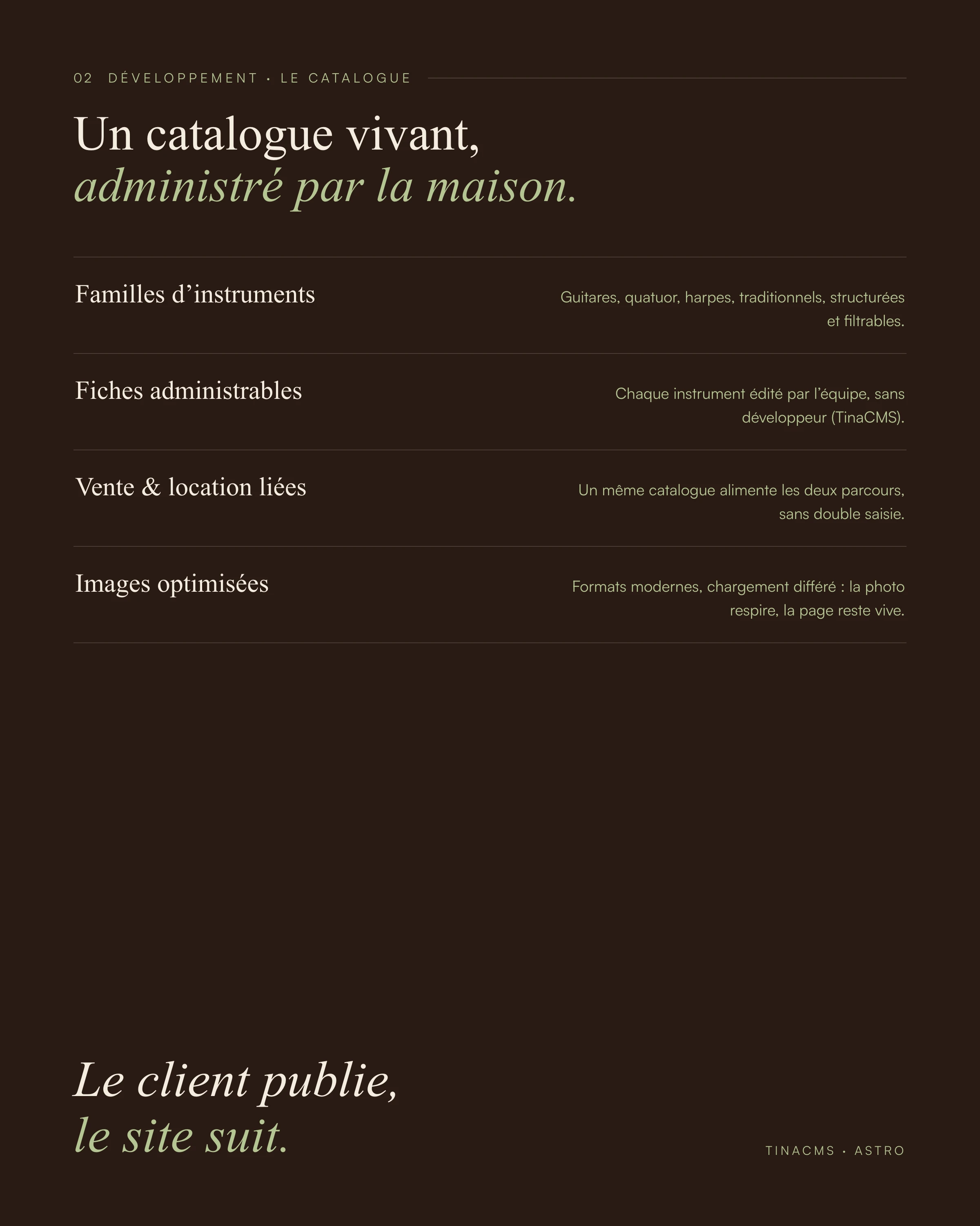 Le catalogue d’instruments administrable développé avec TinaCMS