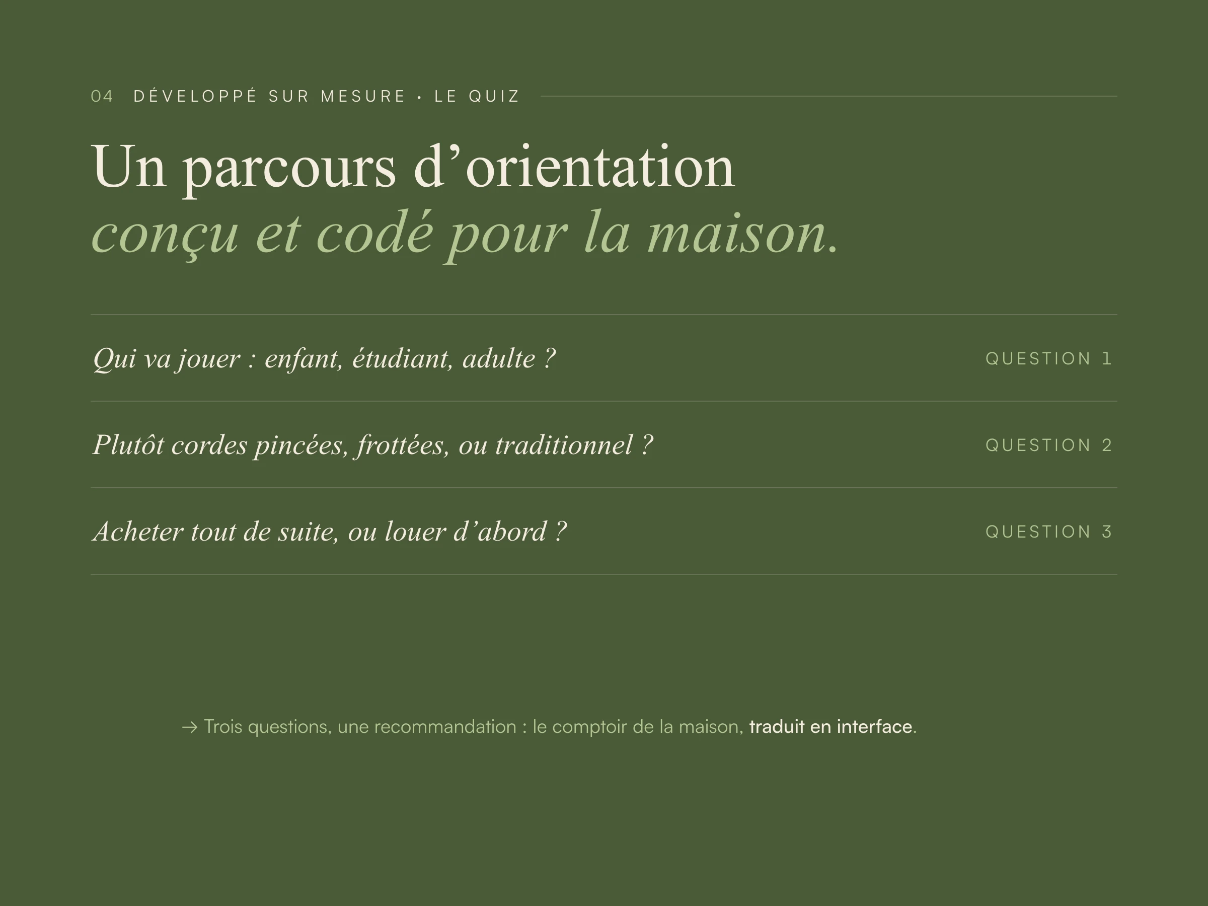 Le quiz d’orientation conçu et développé sur mesure