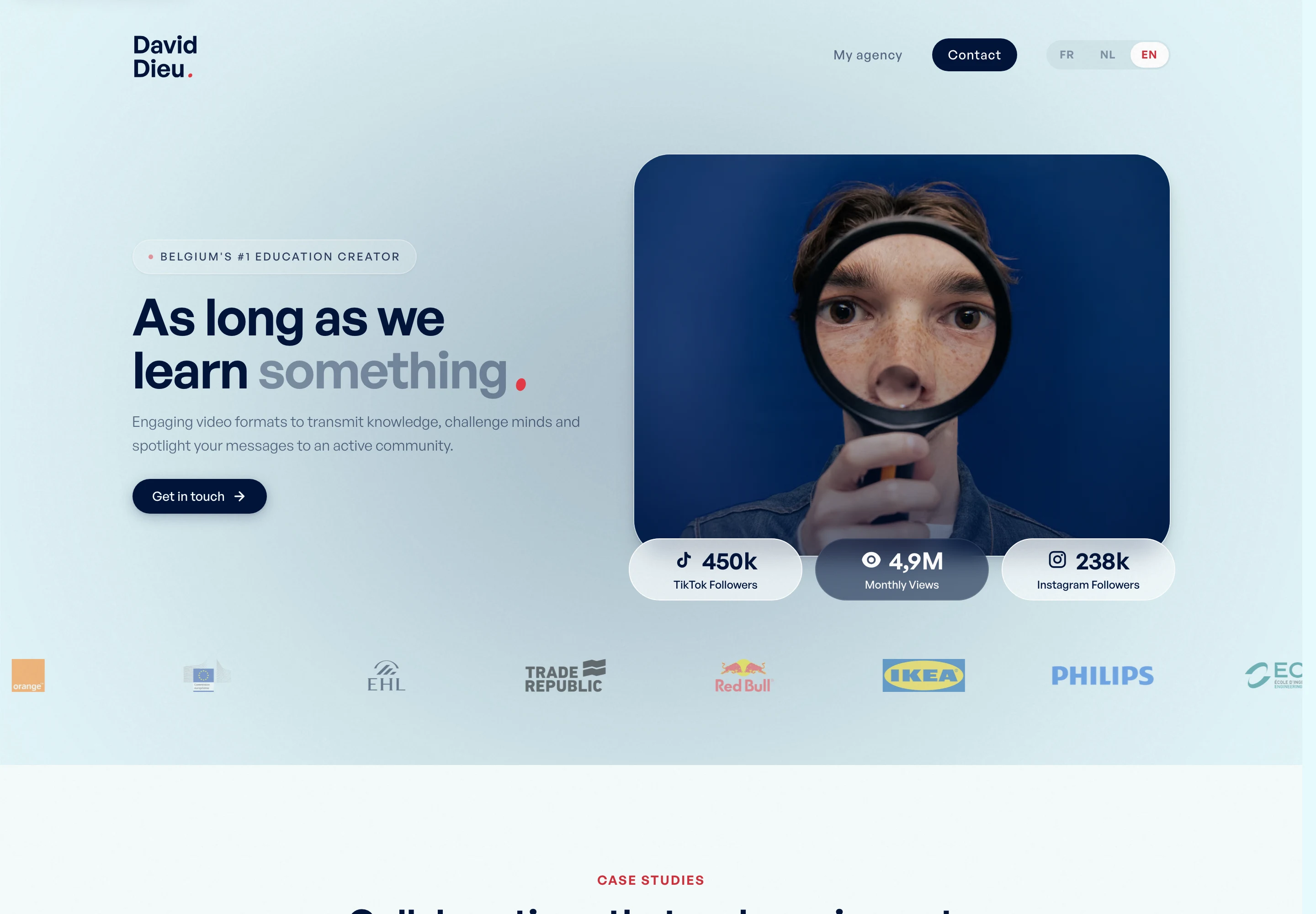 La page d’accueil du site David Dieu
