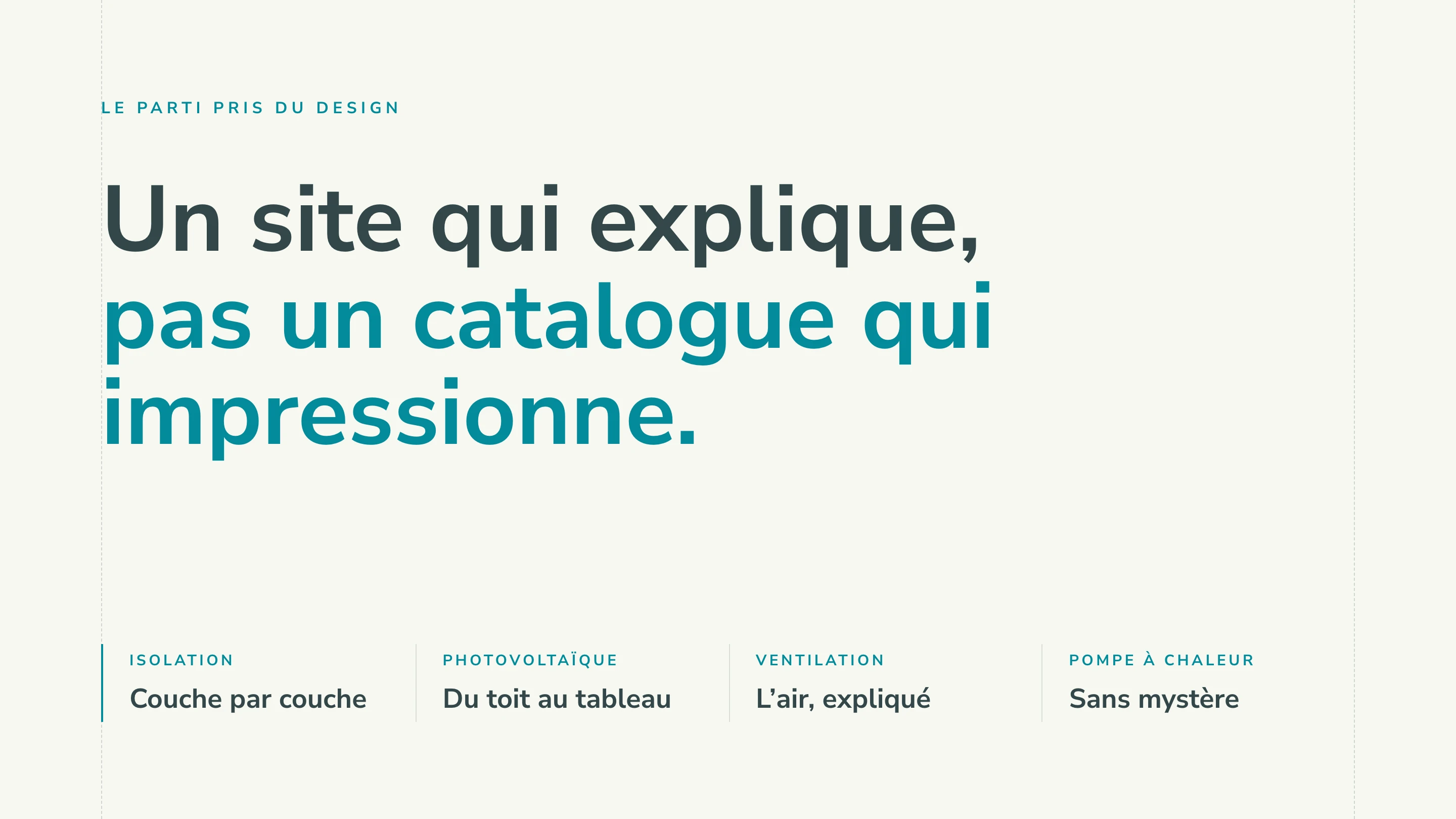 Le parti pris du design : un site qui explique, pas un catalogue