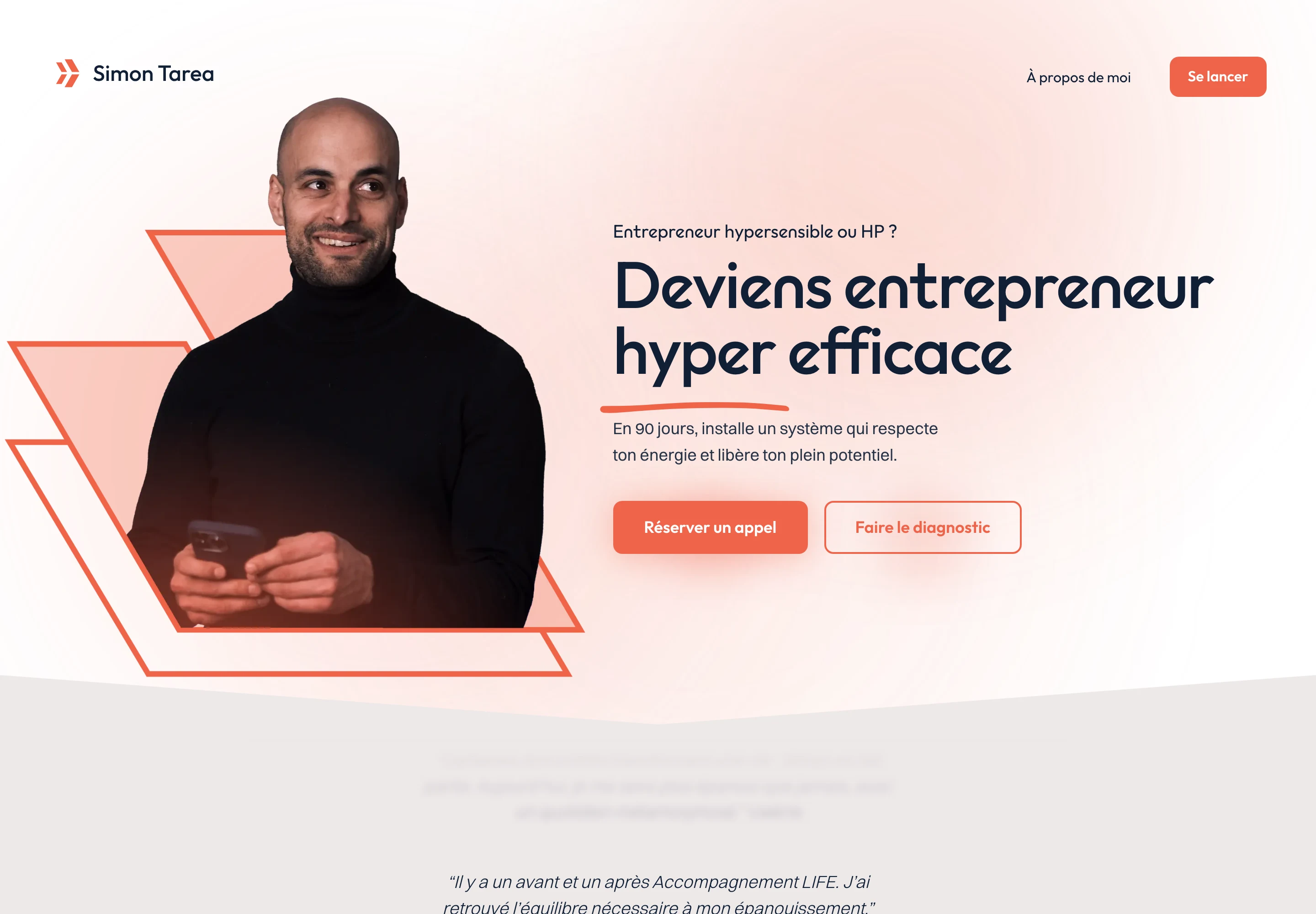 La page d’accueil du site Simon Tarea