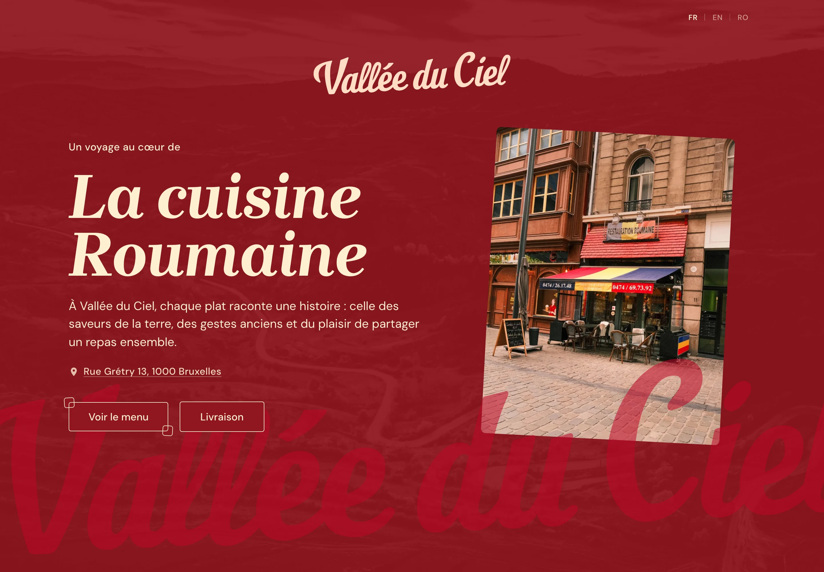 La page d’accueil du site Vallée du Ciel