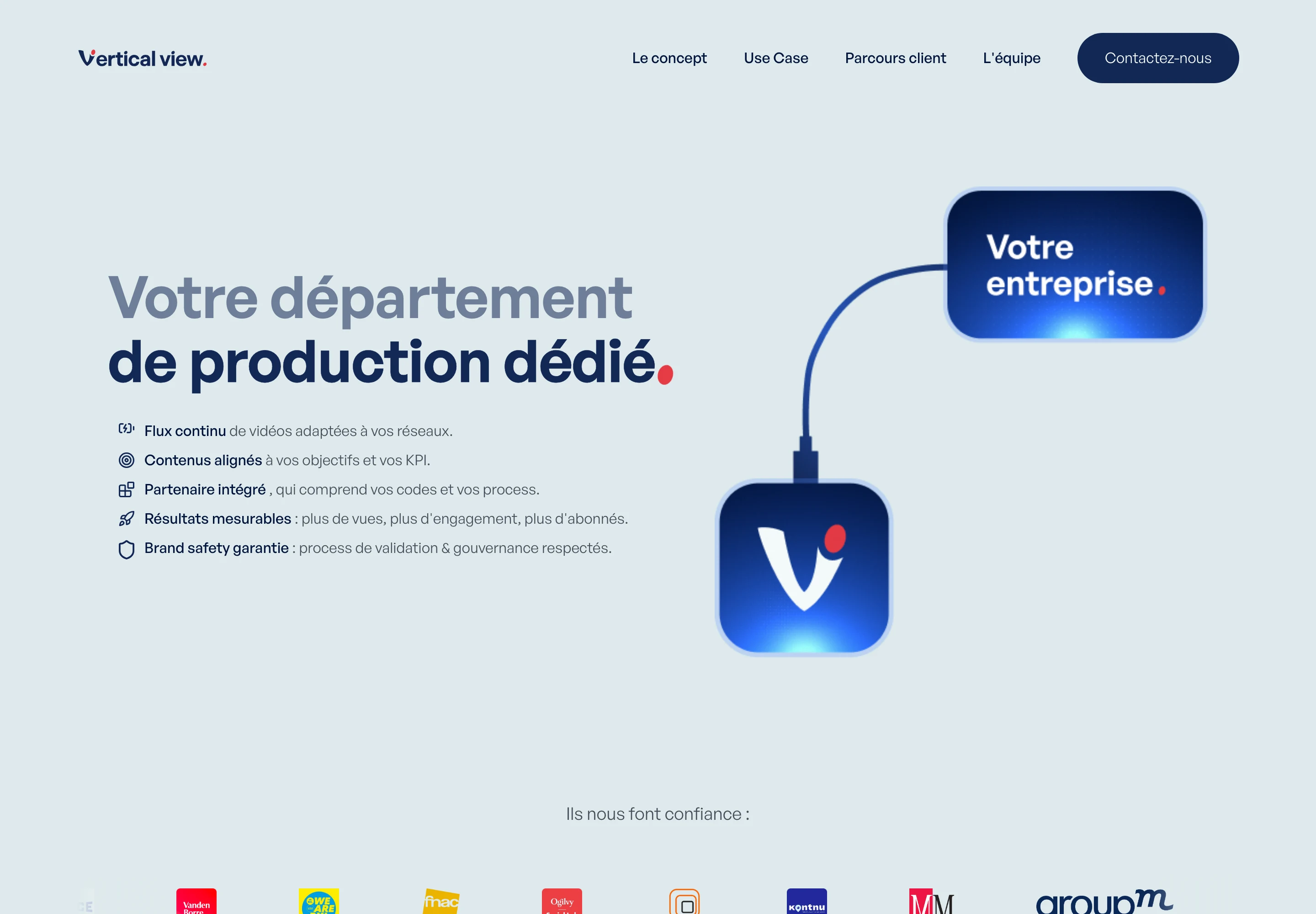 La page d’accueil du site Vertical View